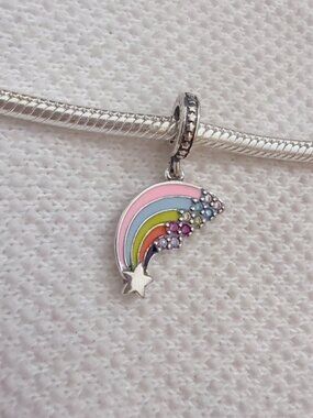 Rainbow Shooting Star Multicolor Dangle Charm For Pandora Bracelet or Necklace